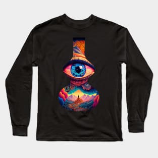 Psychedelic all seeing eye v1 bottle Long Sleeve T-Shirt